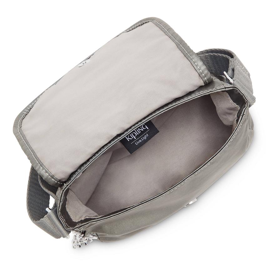 Bolsos Bandolera Kipling Sabian Grises Metal | MXKi1682S