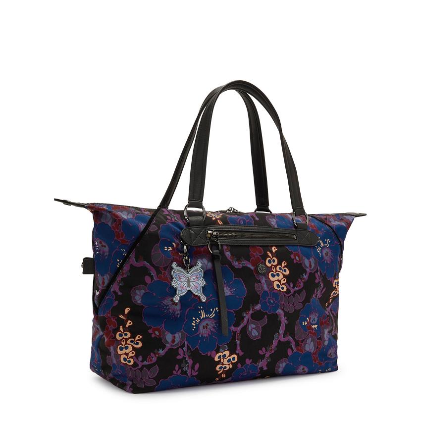 Bolsos De Viaje Kipling Art Medium Negros Flores | MXKi2016O