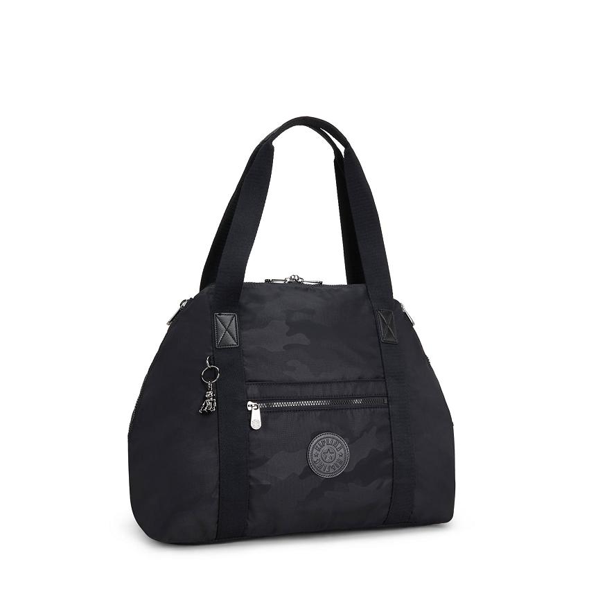 Bolsos Kipling Art Medium Negros Camuflados | MXKi1752O