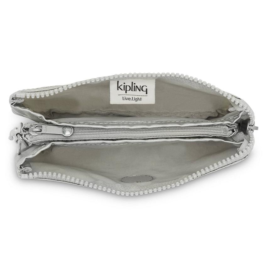 Estuches Para Lapices Kipling Creativity Large Plateados | MXKi2143R